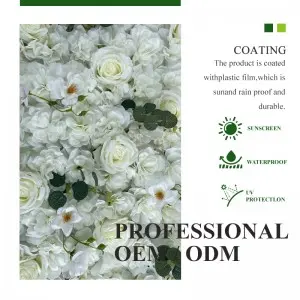 White Flower Wall Backdrop Artificial Flower Wall Panel Floral Backdrop Decoration Rose Wall for Bridal Shower Wedding Anniversary Birthday Party