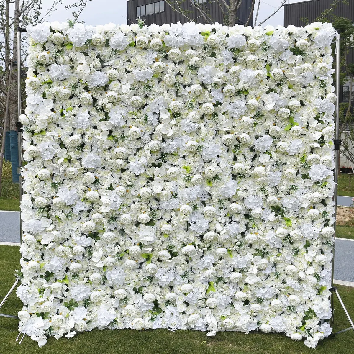 8ft x 8ft Custom 3D 5D Pink White Silk Peony Rose Hydrengea Backdrop Panel Wedding Decoration Artificial Flower Wall Featured Image