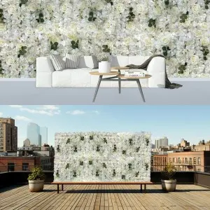 White Flower Wall Backdrop Artificial Flower Wall Panel Floral Backdrop Decoration Rose Wall for Bridal Shower Wedding Anniversary Birthday Party