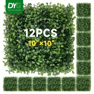 10″x10″ Grass Wall,12PCS Artificial Boxwood Panels,4 Layers Plant Wall, Greenery Wall Backdrop,Privacy Hedge Screen,Green Wall Decor for Outdoor Garden and Indoor Home Wedding