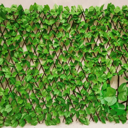 100% Original Artificial Grass Tiles - Artificial Ivy expandable willow trellis hedge artificial retractable plastic leaves fence – Deyuan detail pictures