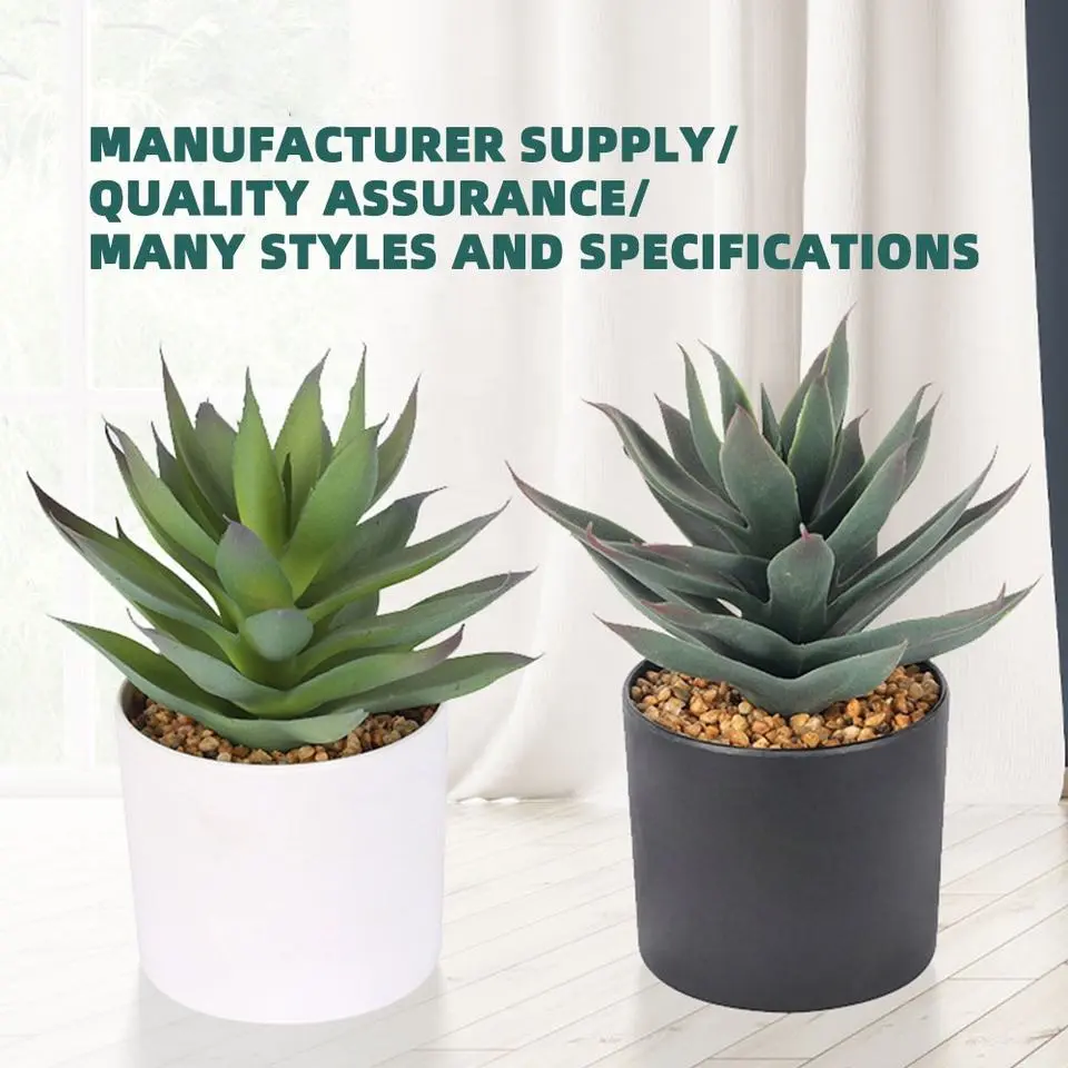 6.7” Height Potted Textured Artificial Succulents Bonsai Faux Cactus Aloe Premium Synthetic Succulents Plant With Pot Featured Image