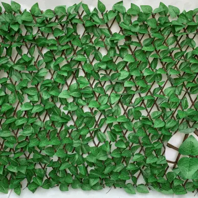 100% Original Artificial Grass Tiles - Artificial Ivy expandable willow trellis hedge artificial retractable plastic leaves fence – Deyuan detail pictures