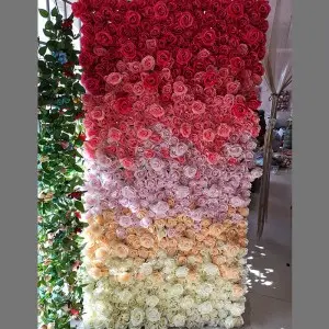 Custom 5D 3D White Rose Hydrangea Roll Up Cloth Flower Wall Wedding Decor Artificial Silk Rose Flower Panel Backdrop Flower Wall