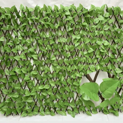 100% Original Artificial Grass Tiles - Artificial Ivy expandable willow trellis hedge artificial retractable plastic leaves fence – Deyuan detail pictures