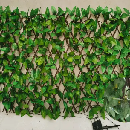 Pasto Sintetico Artificial Grass - wholesale artificial topiary ivy fence artificial foliage fence artificial expandable trellis hedge for garden decoration – Deyuan detail pictures