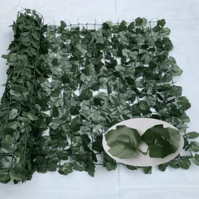 Green Wall Artificial - Expanding PE laurel leaf willow trellis plastic leaf fence Vertical Expandable Faux Ivy Privacy Fence garden decrative hedges – Deyuan detail pictures