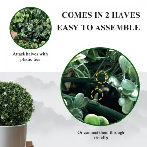 Faux Topiary Boxwood Plant Artificial Boxwood Topiary Plant Balls for Indoor & Outdoor Decorations, UV Resistant Decorative Boxwood Garden Spheres for Backyard Porch & Balcony Decor