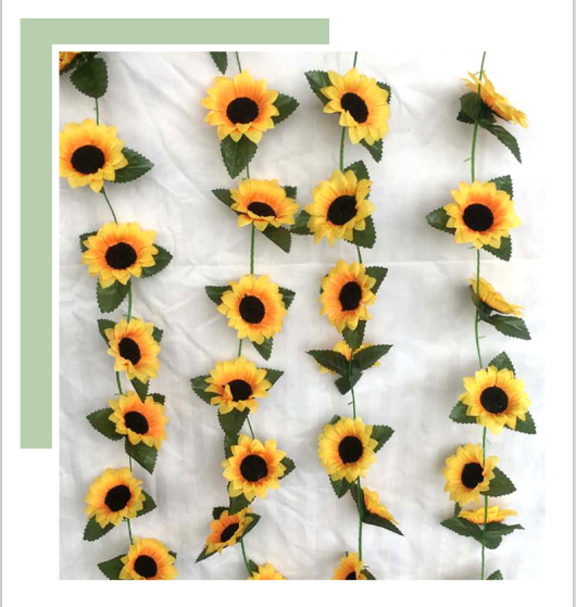 Artificial Sun Flower 90 inches Home Garden Office Hanging Flowers Garland Realistic Vine for Home Wedding Garden Decoration Featured Image
