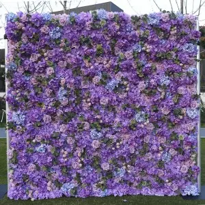 Custom 5D 3D White Rose Hydrangea Roll Up Cloth Flower Wall Wedding Decor Artificial Silk Rose Flower Panel Backdrop Flower Wall