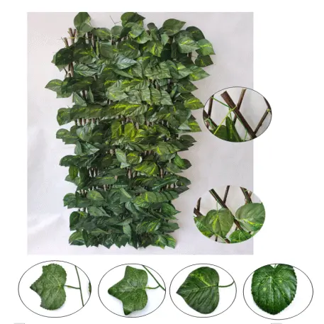 Pasto Sintetico Artificial Grass - wholesale artificial topiary ivy fence artificial foliage fence artificial expandable trellis hedge for garden decoration – Deyuan detail pictures