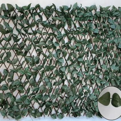100% Original Artificial Grass Tiles - Artificial Ivy expandable willow trellis hedge artificial retractable plastic leaves fence – Deyuan detail pictures