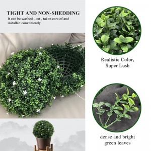 Faux Topiary Boxwood Plant Artificial Boxwood Topiary Plant Balls for Indoor & Outdoor Decorations, UV Resistant Decorative Boxwood Garden Spheres for Backyard Porch & Balcony Decor