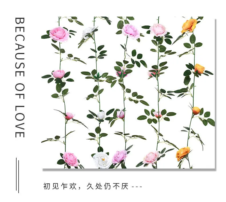 Artificial Flower Garland 12 White Rose Hanging Flowers Garland 90inch Garland Realistic Vine for Home weddinggardenDecoration Featured Image