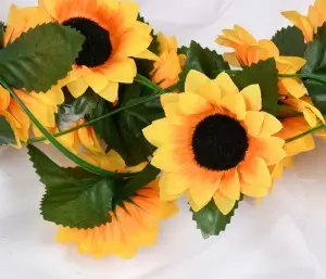Artificial Sun Flower 90 inches Home Garden Office Hanging Flowers Garland Realistic Vine for Home Wedding Garden Decoration