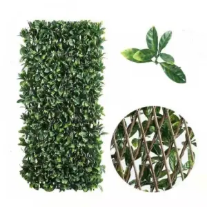 Expanding PE laurel leaf willow trellis plastic leaf fence Vertical Expandable Faux Ivy Privacy Fence garden decrative hedges