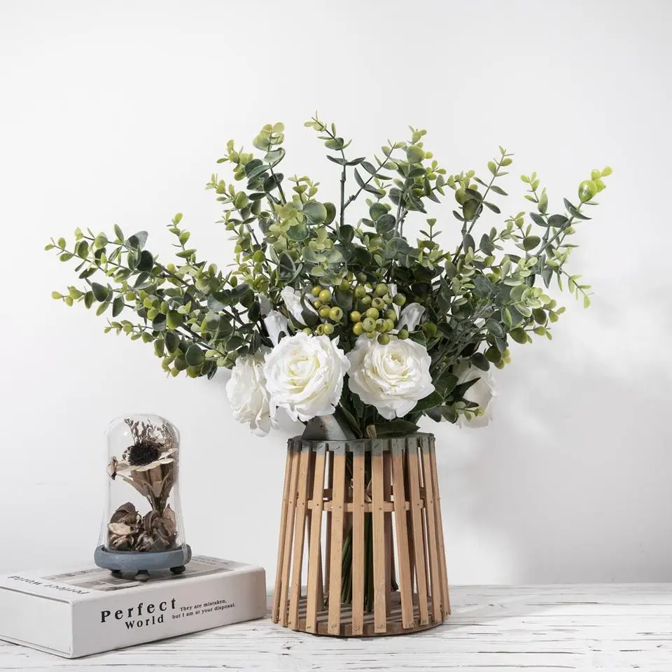 Rose Eucalyptus Wedding Bouquet Table Decoration Flower Artificial Flower Bouquet Featured Image