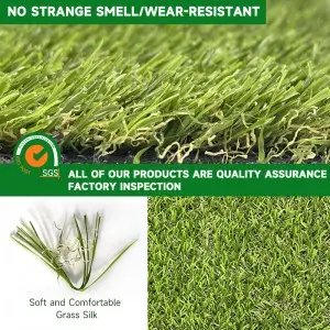Green Patchwork Artificial Grass Carpet Interlocking Turf Decking Tiles for Outdoor Landscaping Garden