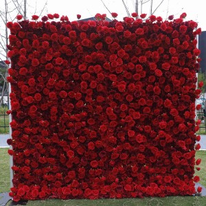 Custom 5D 3D White Rose Hydrangea Roll Up Cloth Flower Wall Wedding Decor Artificial Silk Rose Flower Panel Backdrop Flower Wall
