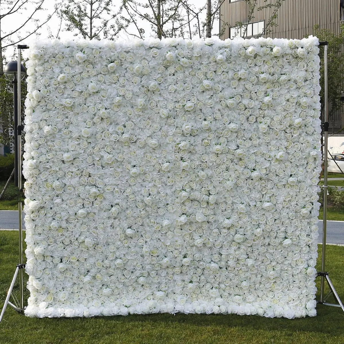 Custom 5D 3D White Rose Hydrangea Roll Up Cloth Flower Wall Wedding Decor Artificial Silk Rose Flower Panel Backdrop Flower Wall Featured Image